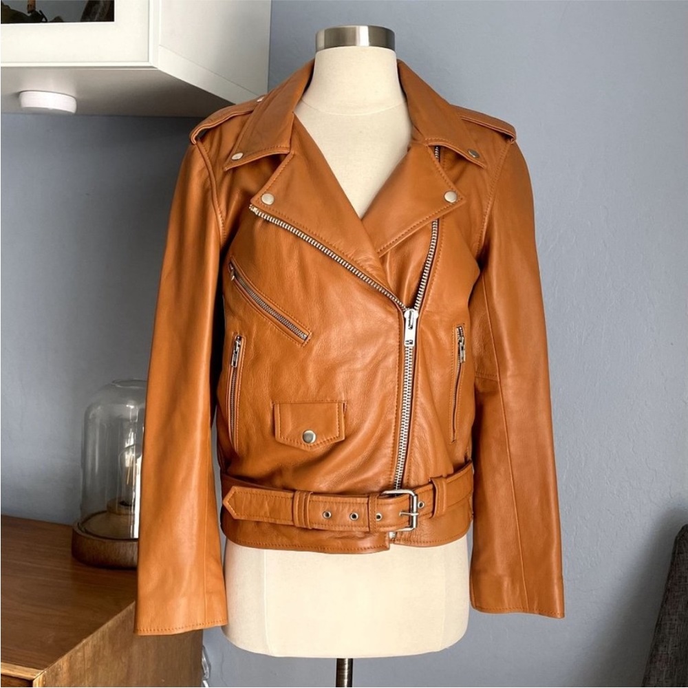 Understated Leather x Revolve Easy Rider Leather Moto Jacket Tan